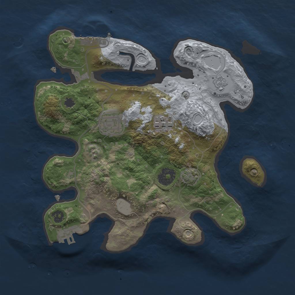 Rust Map: Procedural Map, Size: 2500, Seed: 552786440, 9 Monuments