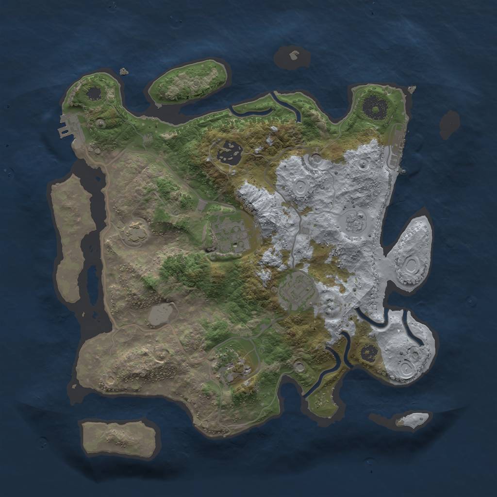 Rust Map: Procedural Map, Size: 3000, Seed: 2002113, 12 Monuments