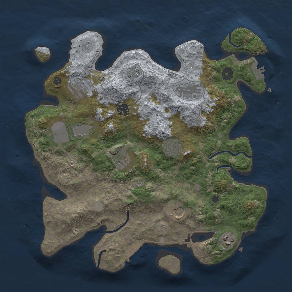 Rust Map: Procedural Map, Size: 3550, Seed: 37001876, 17 Monuments