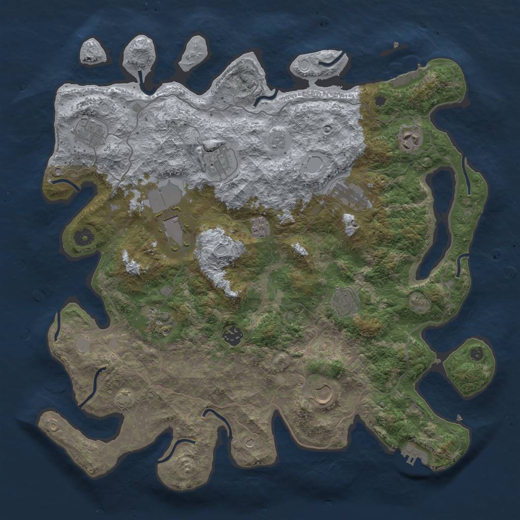 Rust Map: Procedural Map, Size: 4100, Seed: 34196875, 18 Monuments