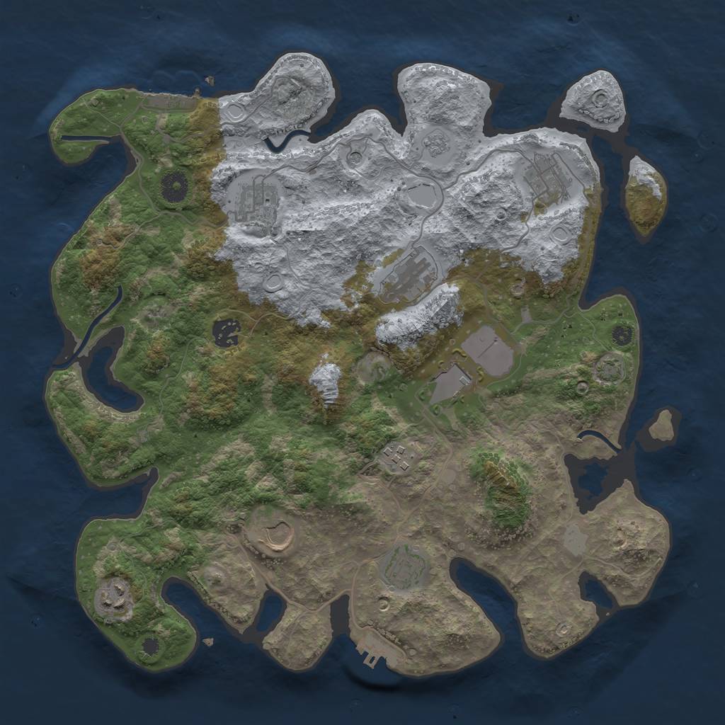 Rust Map: Procedural Map, Size: 3700, Seed: 1843851, 17 Monuments
