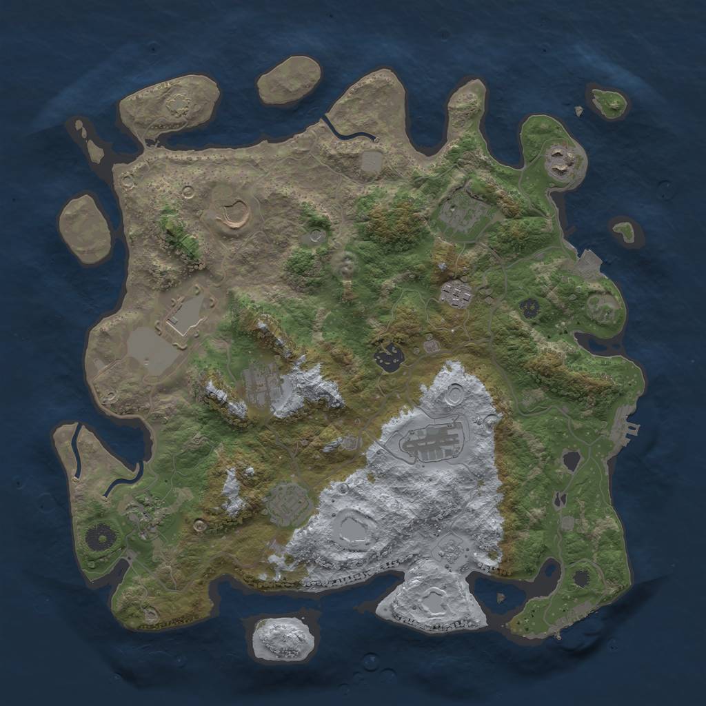 Rust Map: Procedural Map, Size: 3750, Seed: 92773410, 18 Monuments