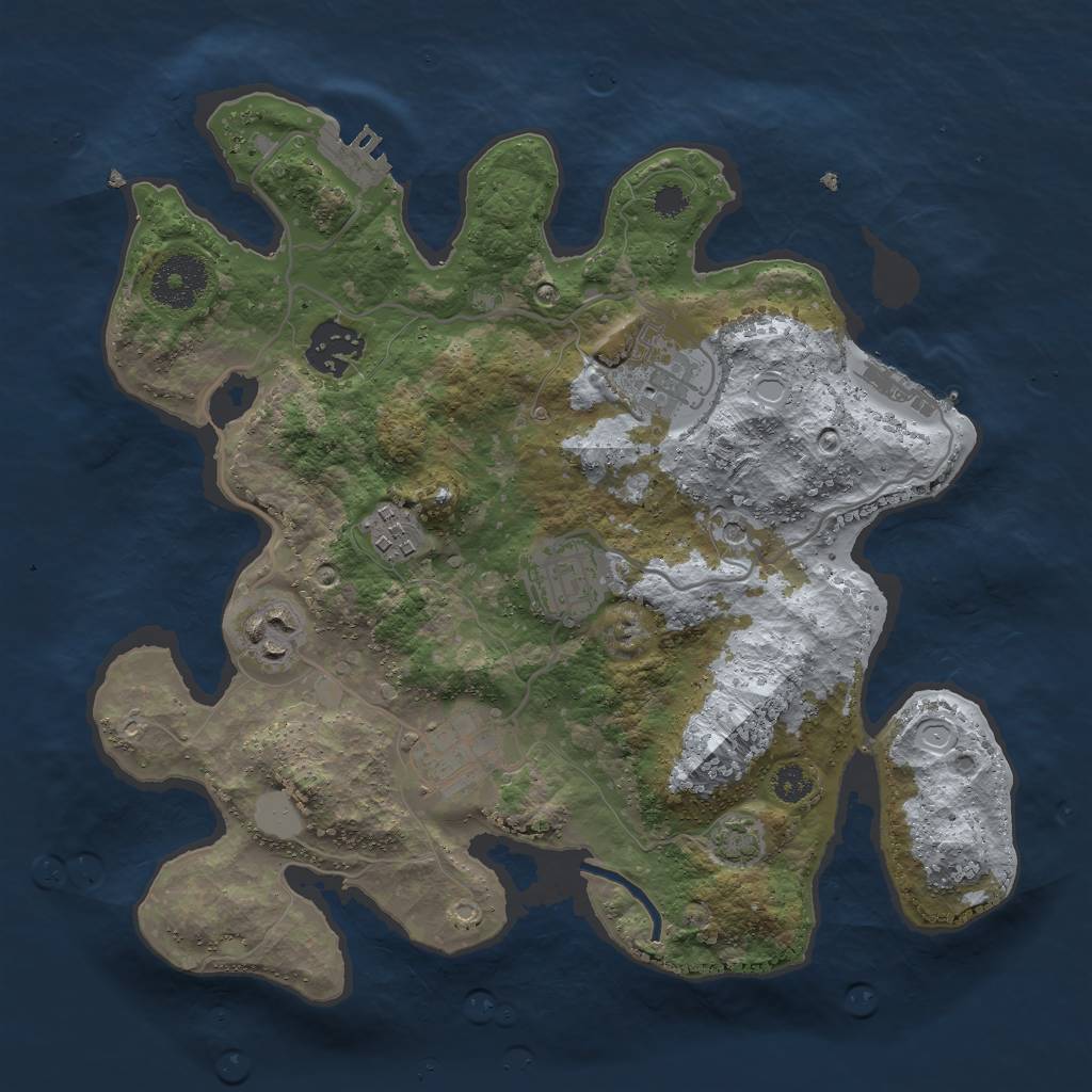 Rust Map: Procedural Map, Size: 3000, Seed: 7402916, 13 Monuments