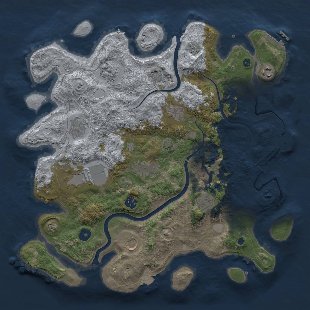 Rust Map: Procedural Map, Size: 3850, Seed: 69755625, 17 Monuments