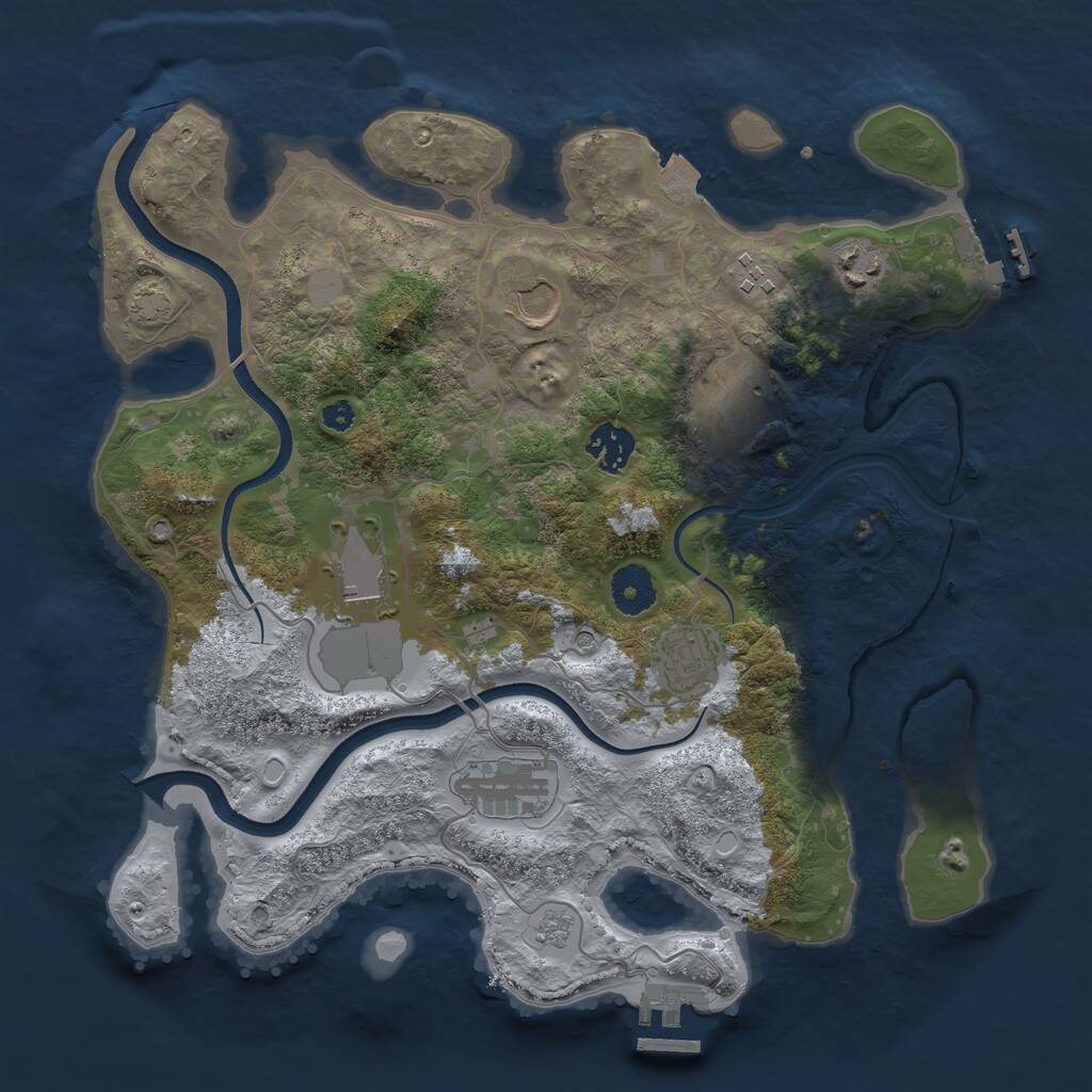 Rust Map: Procedural Map, Size: 3500, Seed: 357510540, 14 Monuments
