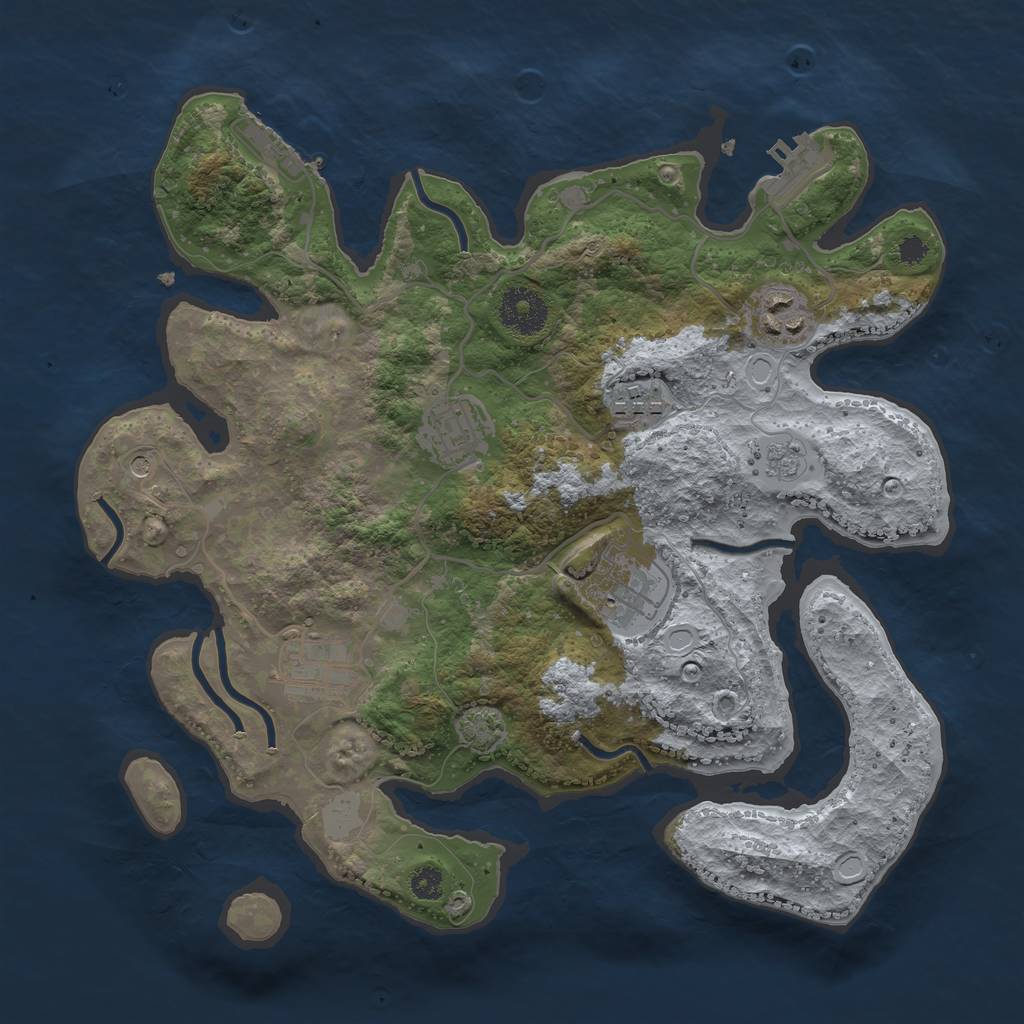 Rust Map: Procedural Map, Size: 3200, Seed: 6423, 13 Monuments