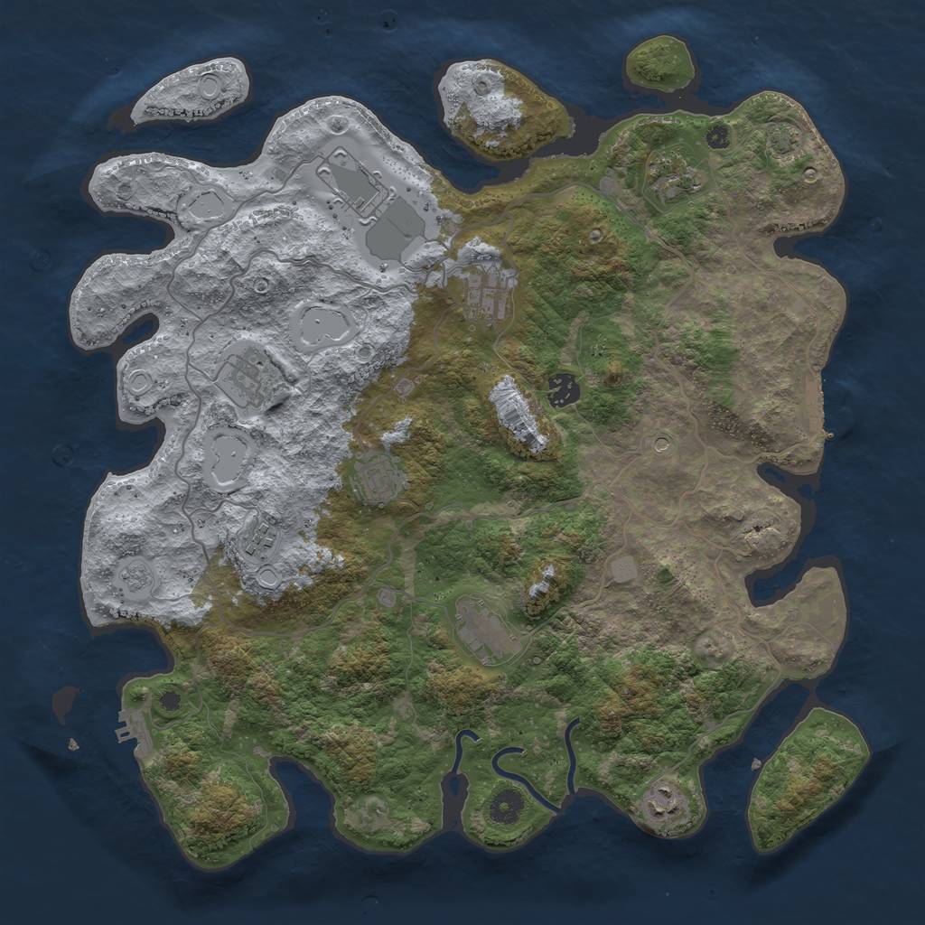 Rust Map: Procedural Map, Size: 4050, Seed: 2083473430, 17 Monuments