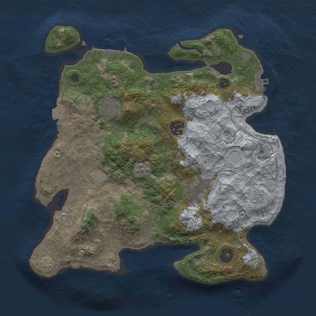 Rust Map: Procedural Map, Size: 3250, Seed: 26135, 12 Monuments