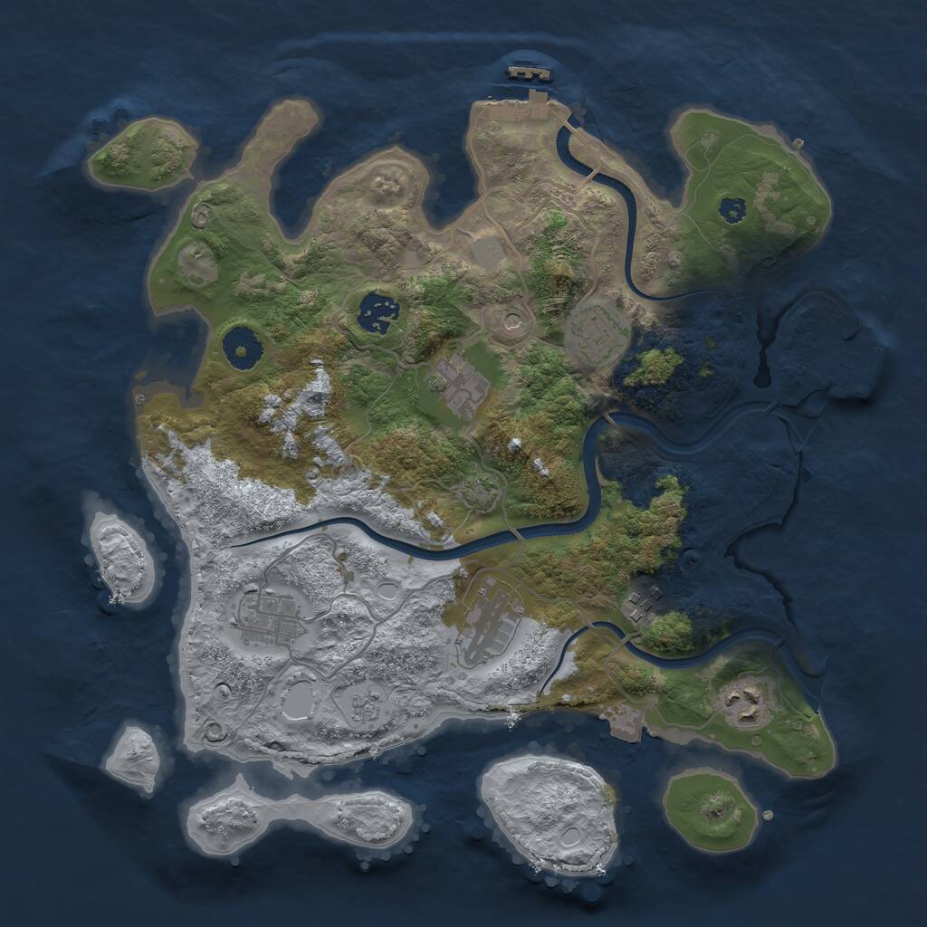 Rust Map: Procedural Map, Size: 3450, Seed: 50598123, 13 Monuments
