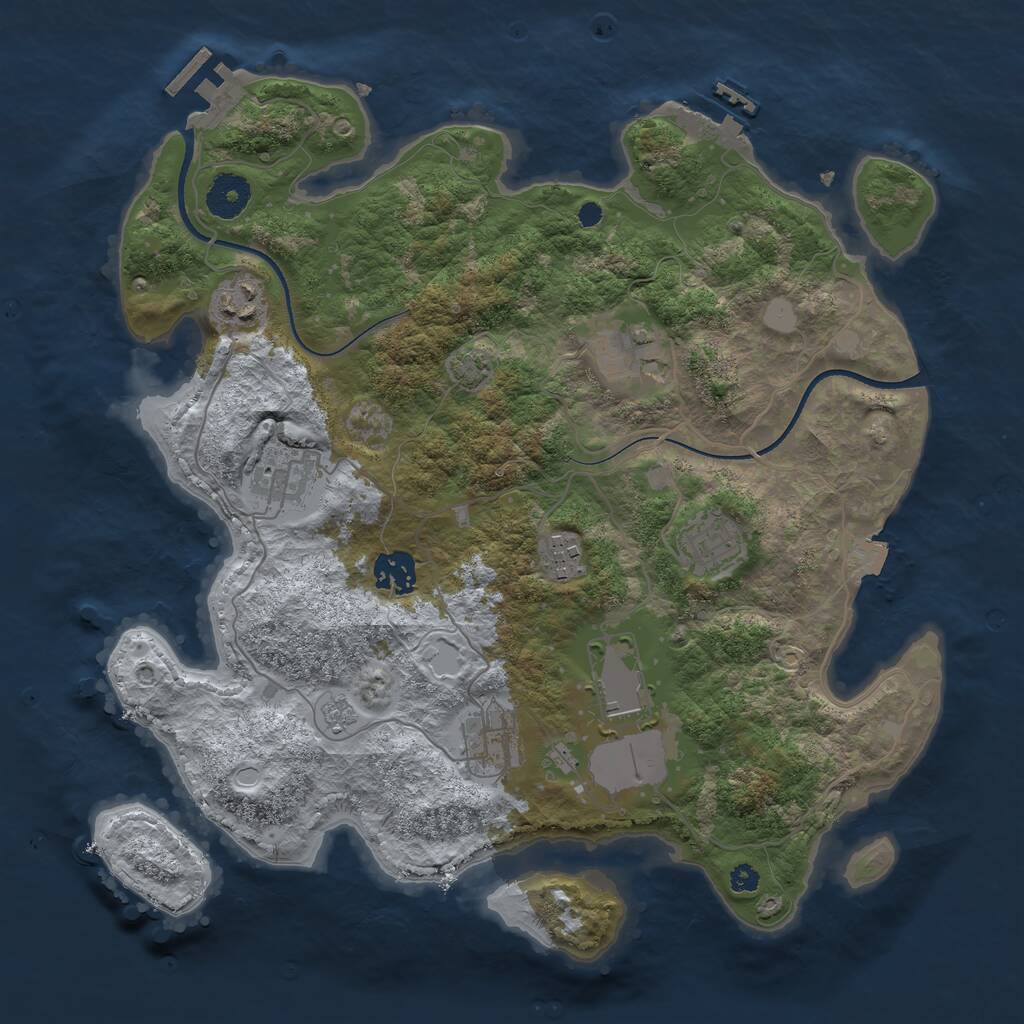 Rust Map: Procedural Map, Size: 3500, Seed: 988435109, 13 Monuments