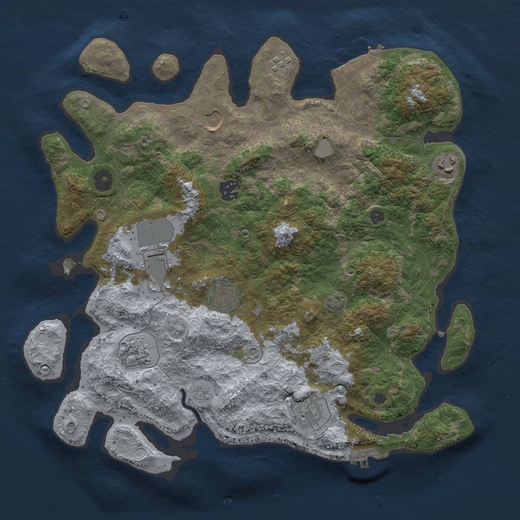 Rust Map: Procedural Map, Size: 3750, Seed: 81166801, 16 Monuments