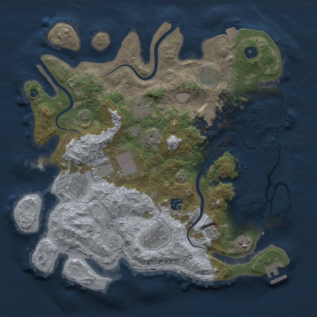 Rust Map: Procedural Map, Size: 3750, Seed: 81166801, 15 Monuments