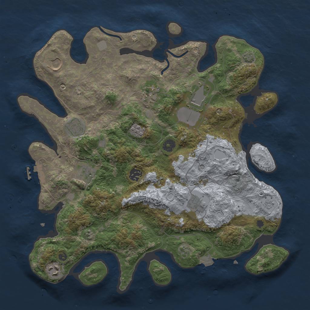 Rust Map: Procedural Map, Size: 3700, Seed: 286918, 16 Monuments