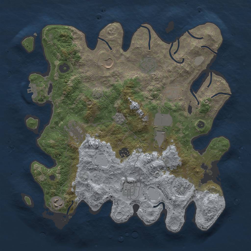 Rust Map: Procedural Map, Size: 3700, Seed: 19051852, 16 Monuments