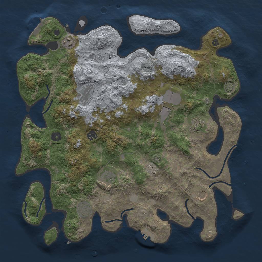 Rust Map: Procedural Map, Size: 3900, Seed: 66954985, 17 Monuments