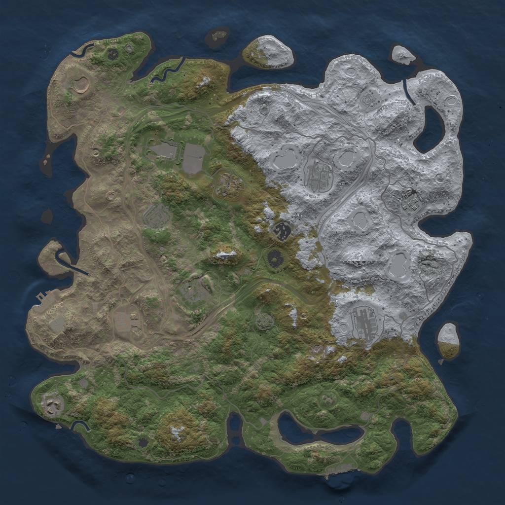 Rust Map: Procedural Map, Size: 4500, Seed: 1231737492, 19 Monuments