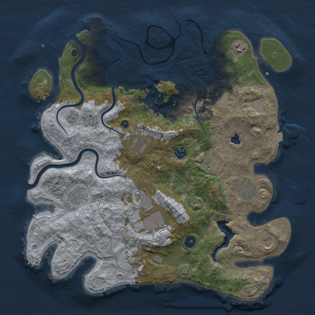 Rust Map: Procedural Map, Size: 4000, Seed: 874209001, 16 Monuments