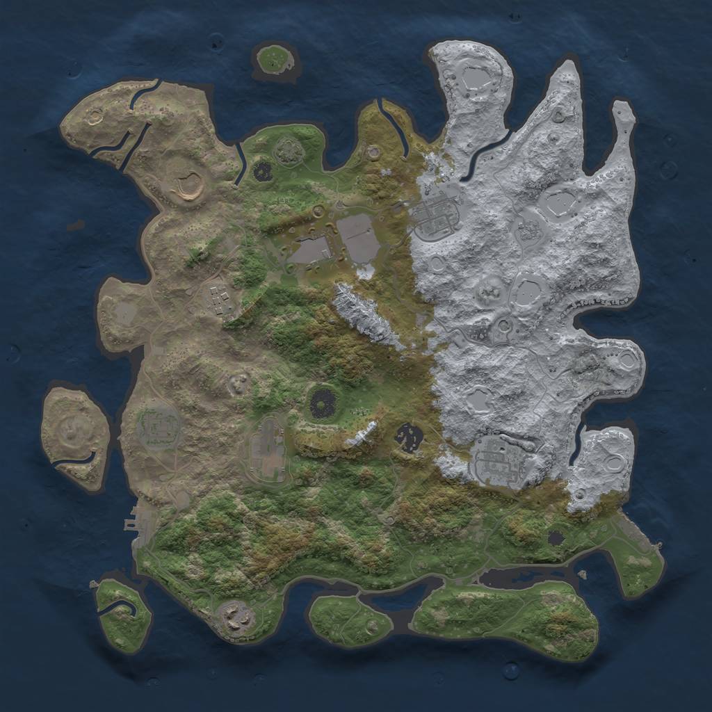 Rust Map: Procedural Map, Size: 3800, Seed: 10247170, 17 Monuments