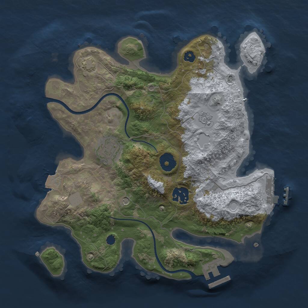 Rust Map: Procedural Map, Size: 2700, Seed: 838962239, 8 Monuments