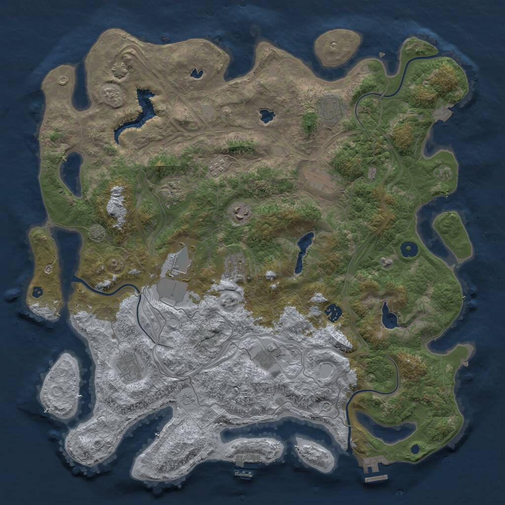 Rust Map: Procedural Map, Size: 4500, Seed: 610313607, 16 Monuments