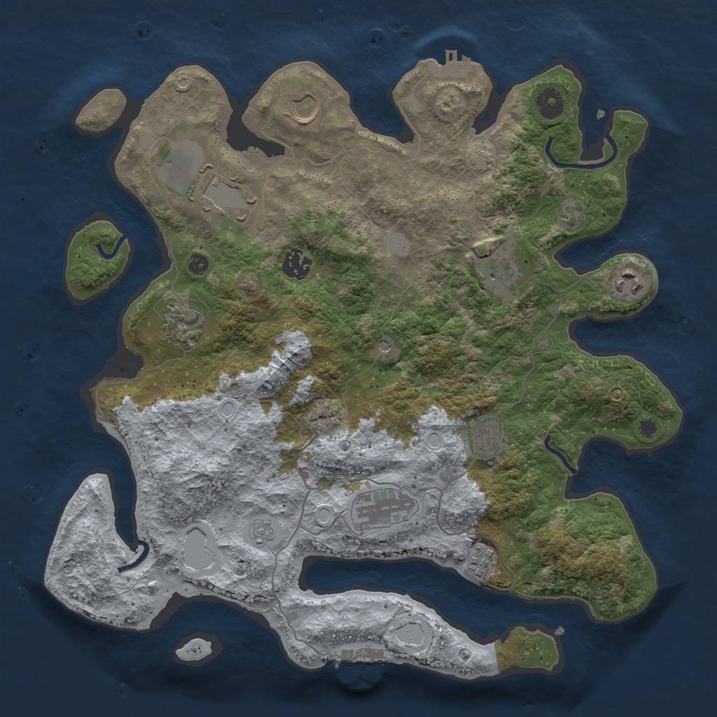 Rust Map: Procedural Map, Size: 3700, Seed: 979388242, 17 Monuments
