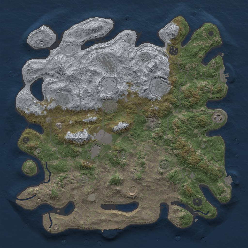 Rust Map: Procedural Map, Size: 4000, Seed: 121355, 17 Monuments