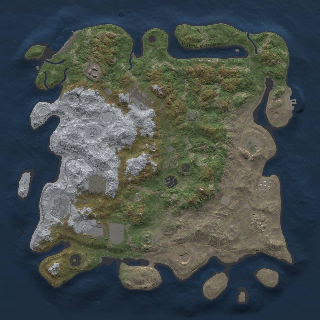 Rust Map: Procedural Map, Size: 3988, Seed: 542611, 18 Monuments