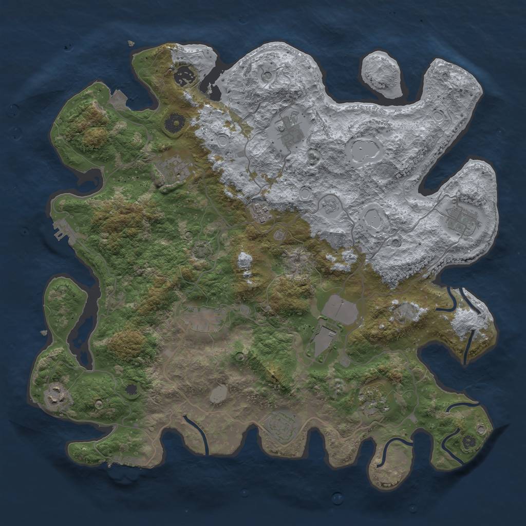 Rust Map: Procedural Map, Size: 4000, Seed: 5234331, 18 Monuments