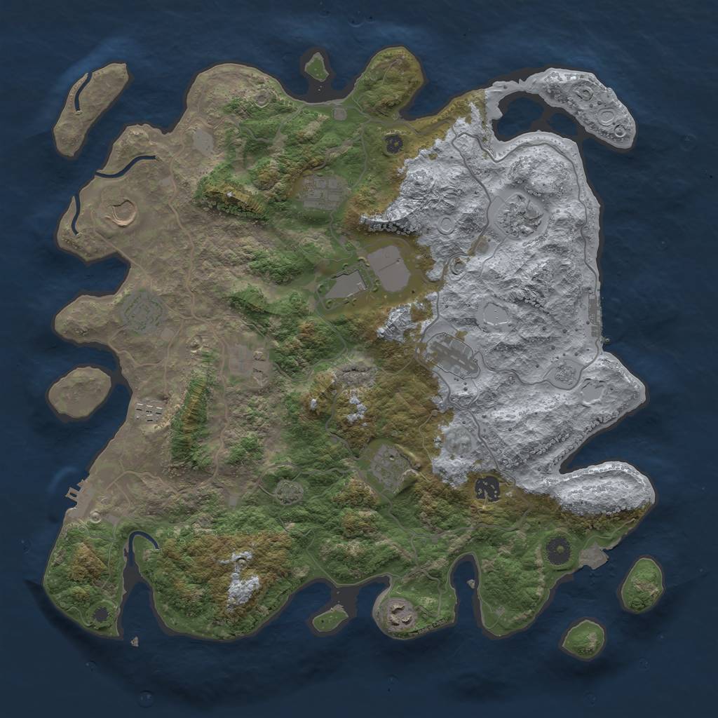 Rust Map: Procedural Map, Size: 4097, Seed: 2030, 18 Monuments