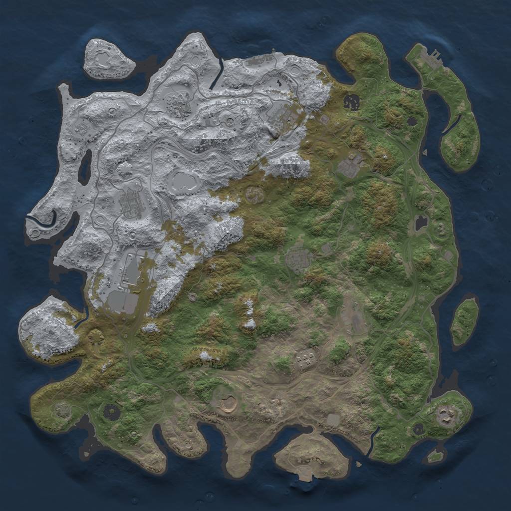 Rust Map: Procedural Map, Size: 4500, Seed: 15728, 19 Monuments