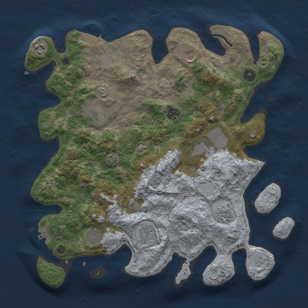 Rust Map: Procedural Map, Size: 3850, Seed: 9, 17 Monuments
