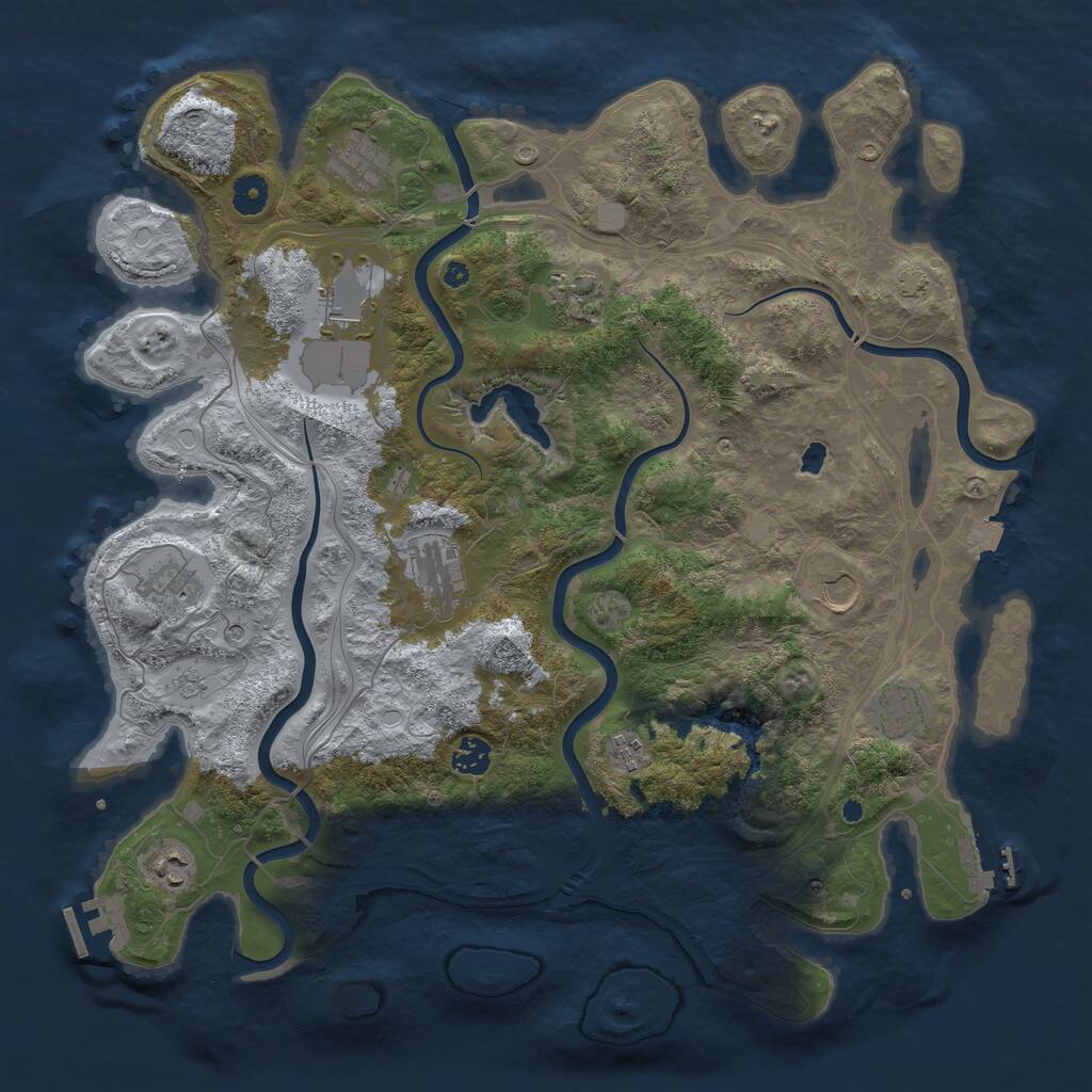 Rust Map: Procedural Map, Size: 4250, Seed: 915943590, 16 Monuments