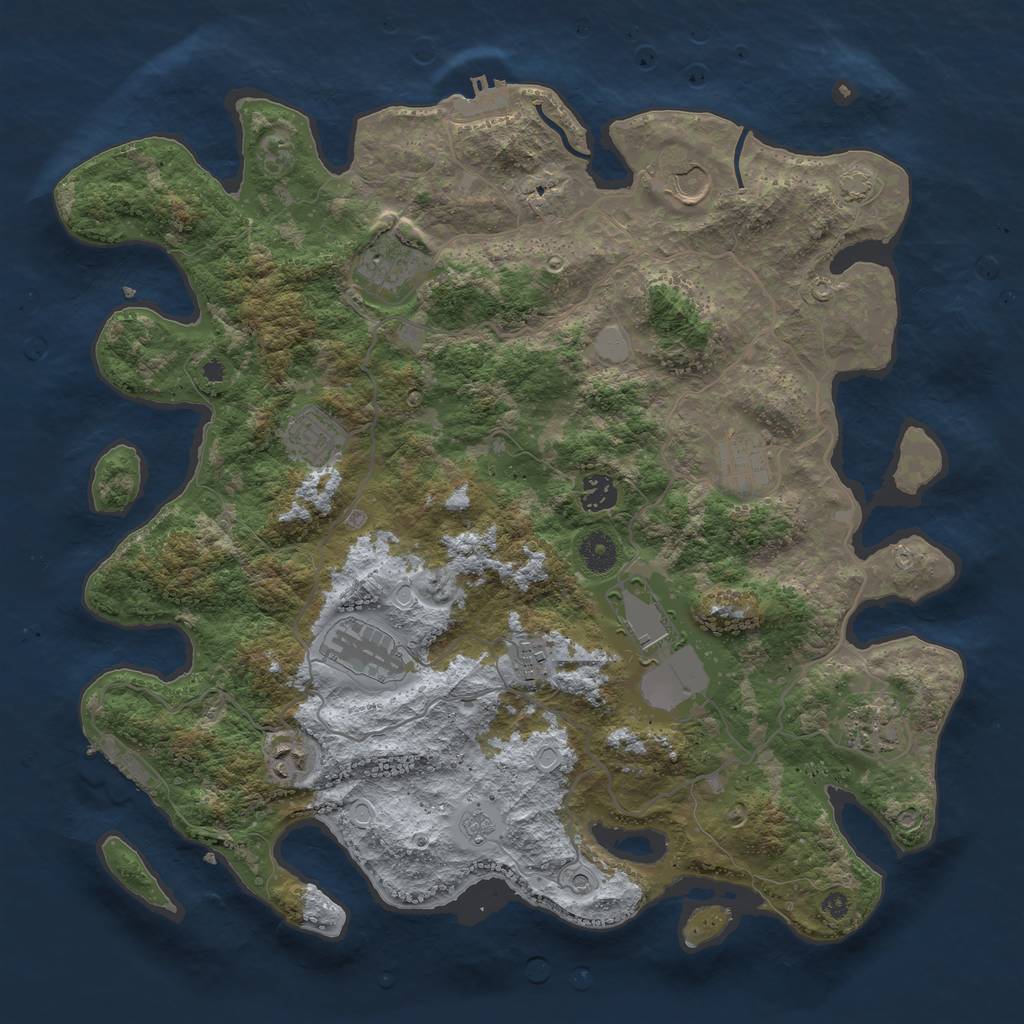 Rust Map: Procedural Map, Size: 4000, Seed: 2894671, 18 Monuments