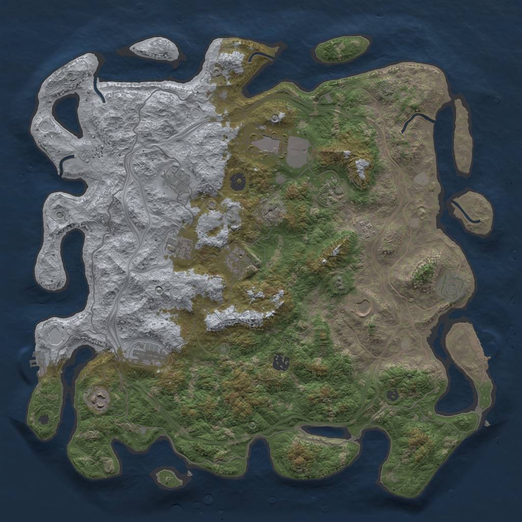 Rust Map: Procedural Map, Size: 4500, Seed: 1740706184, 19 Monuments