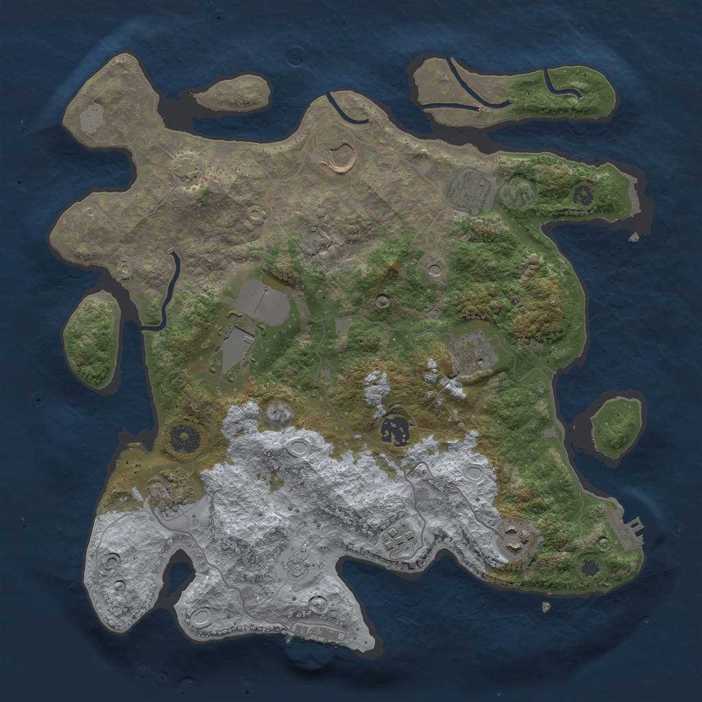Rust Map: Procedural Map, Size: 3500, Seed: 84111093, 16 Monuments