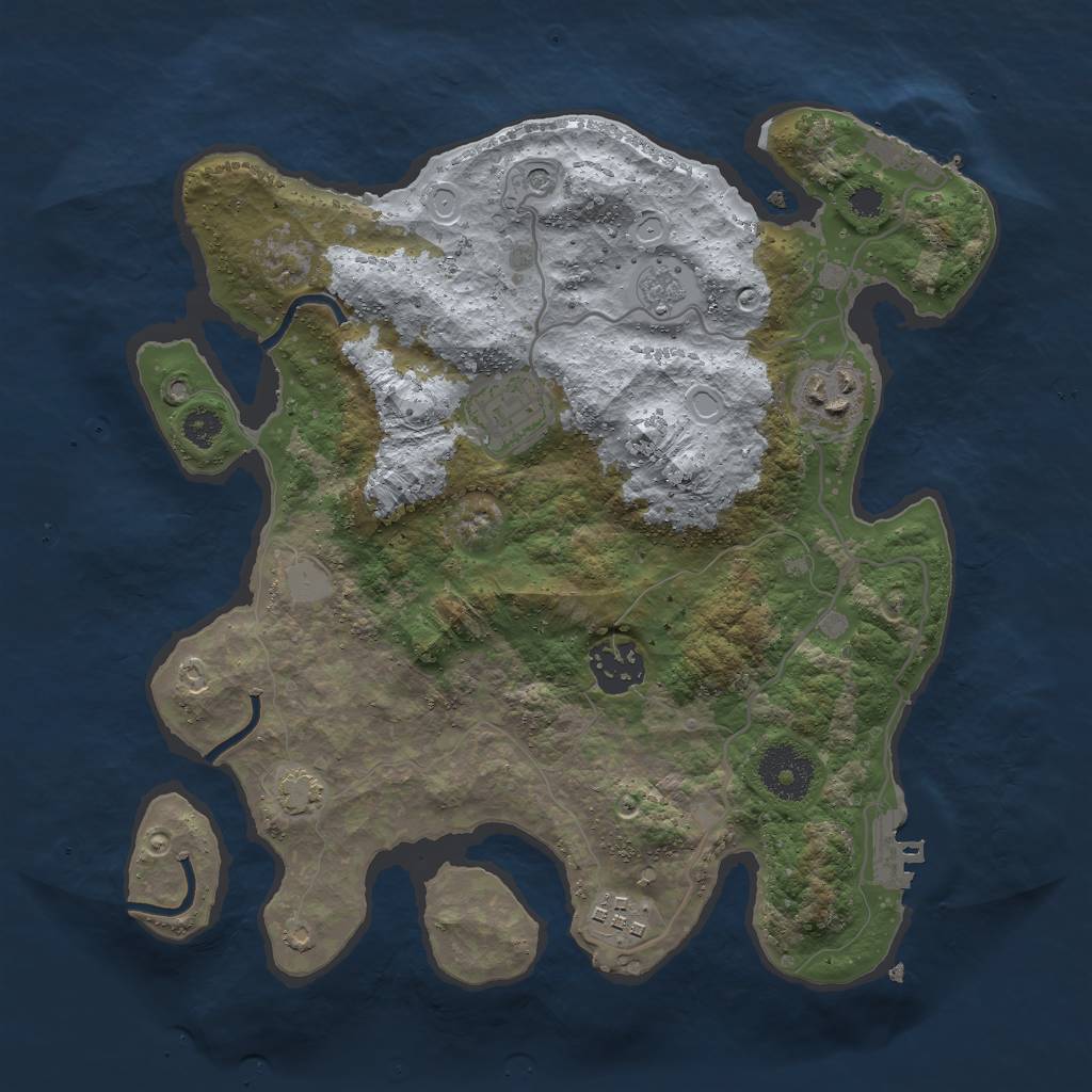 Rust Map: Procedural Map, Size: 3000, Seed: 2046961192, 12 Monuments