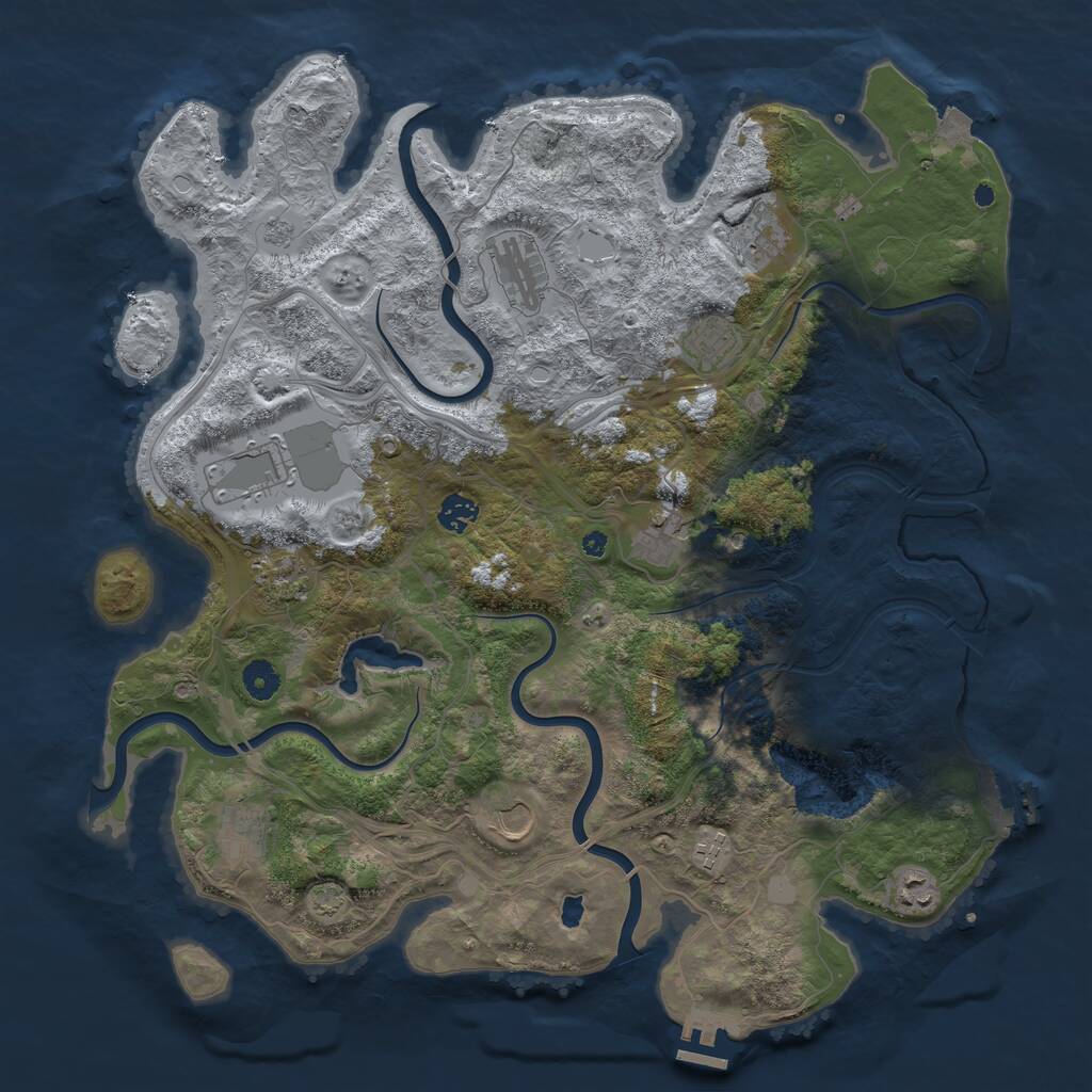 Rust Map: Procedural Map, Size: 4300, Seed: 84635168, 17 Monuments