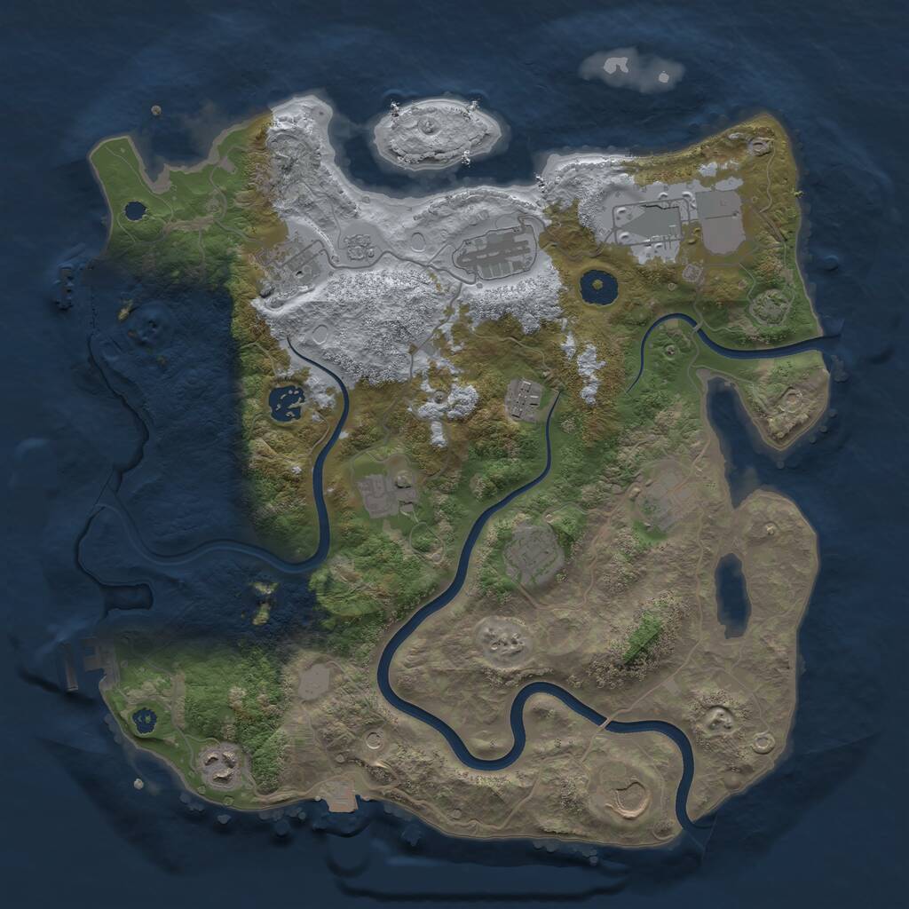 Rust Map: Procedural Map, Size: 3700, Seed: 992785005, 16 Monuments