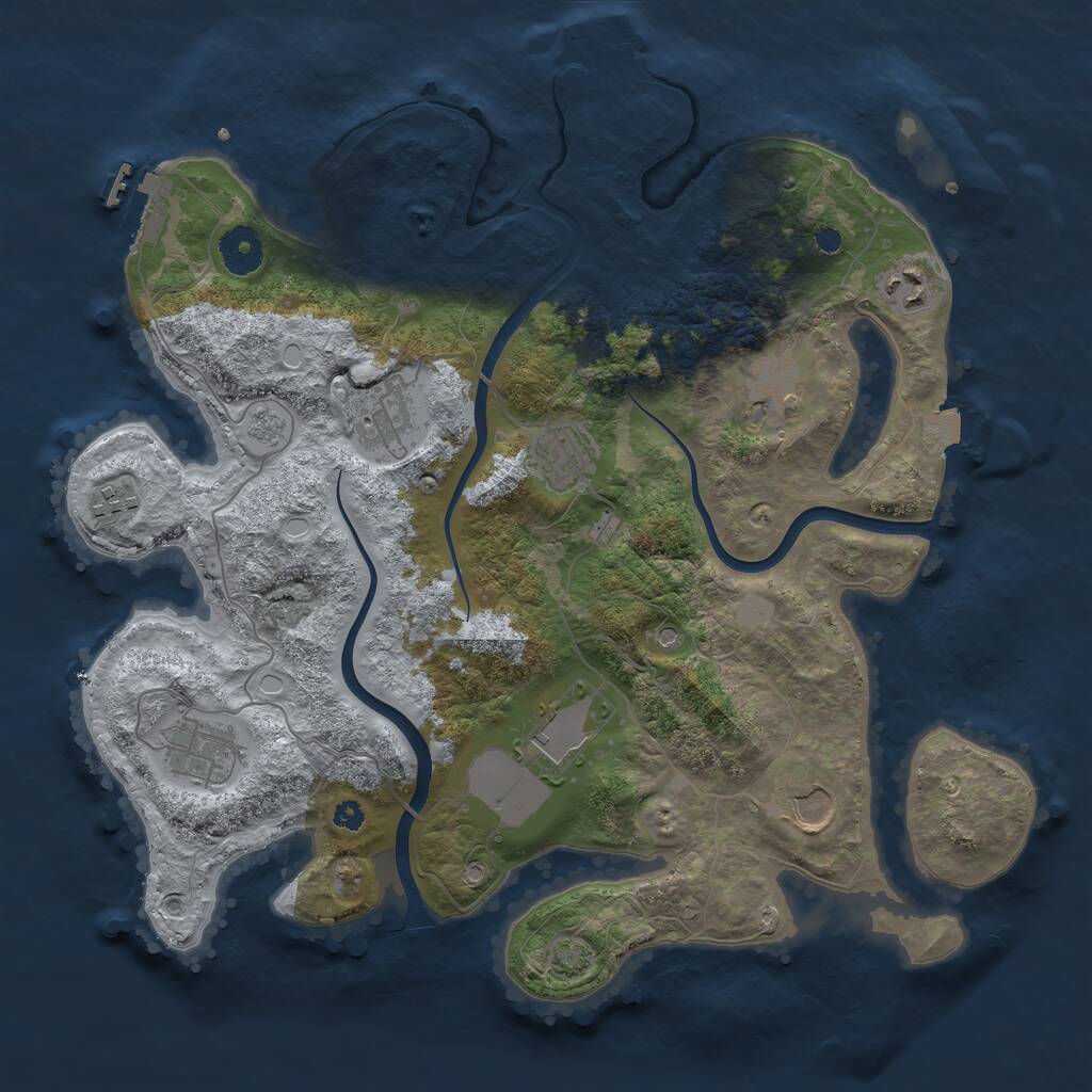 Rust Map: Procedural Map, Size: 3600, Seed: 4395275, 14 Monuments