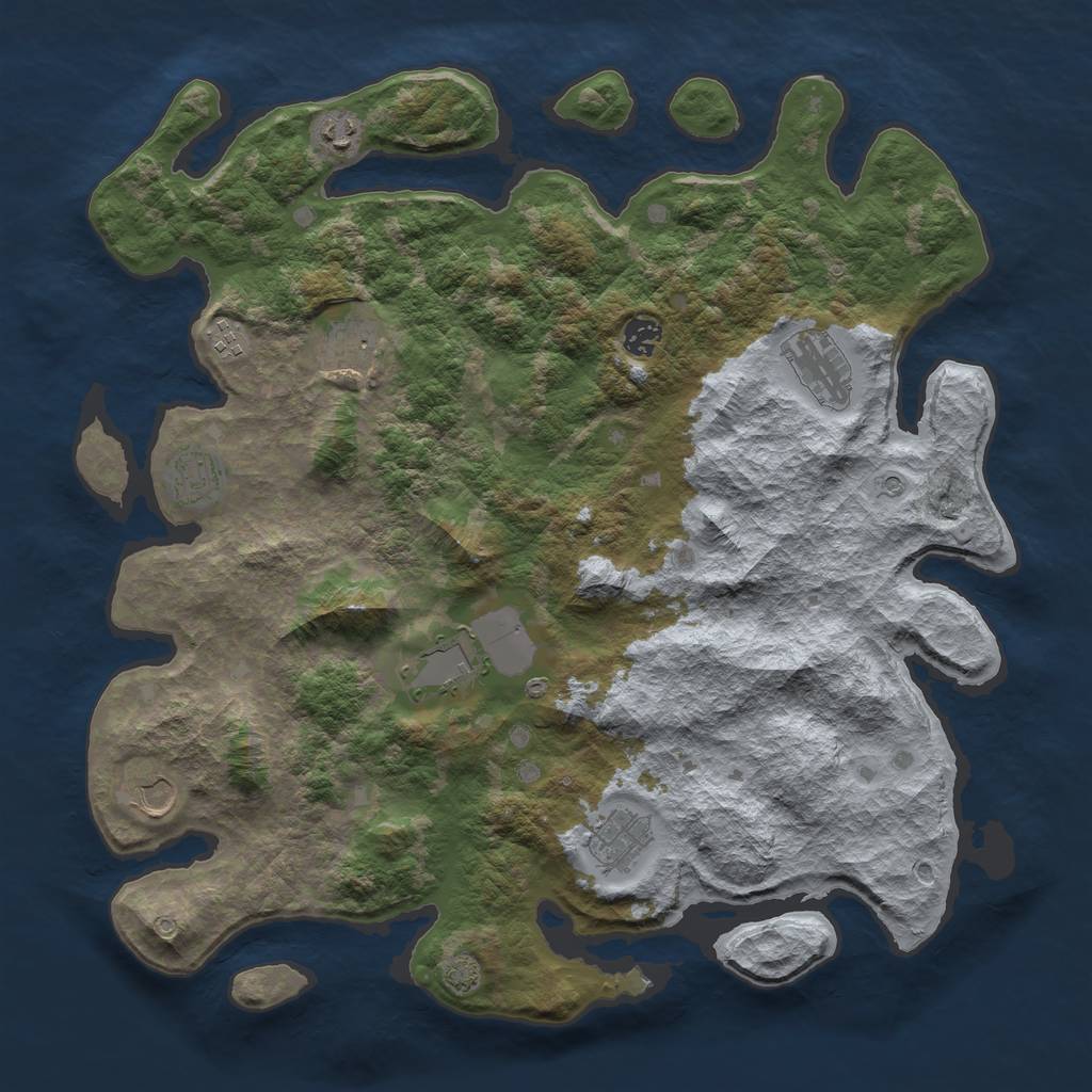 Rust Map: Barren, Size: 4250, Seed: 36660440, 13 Monuments