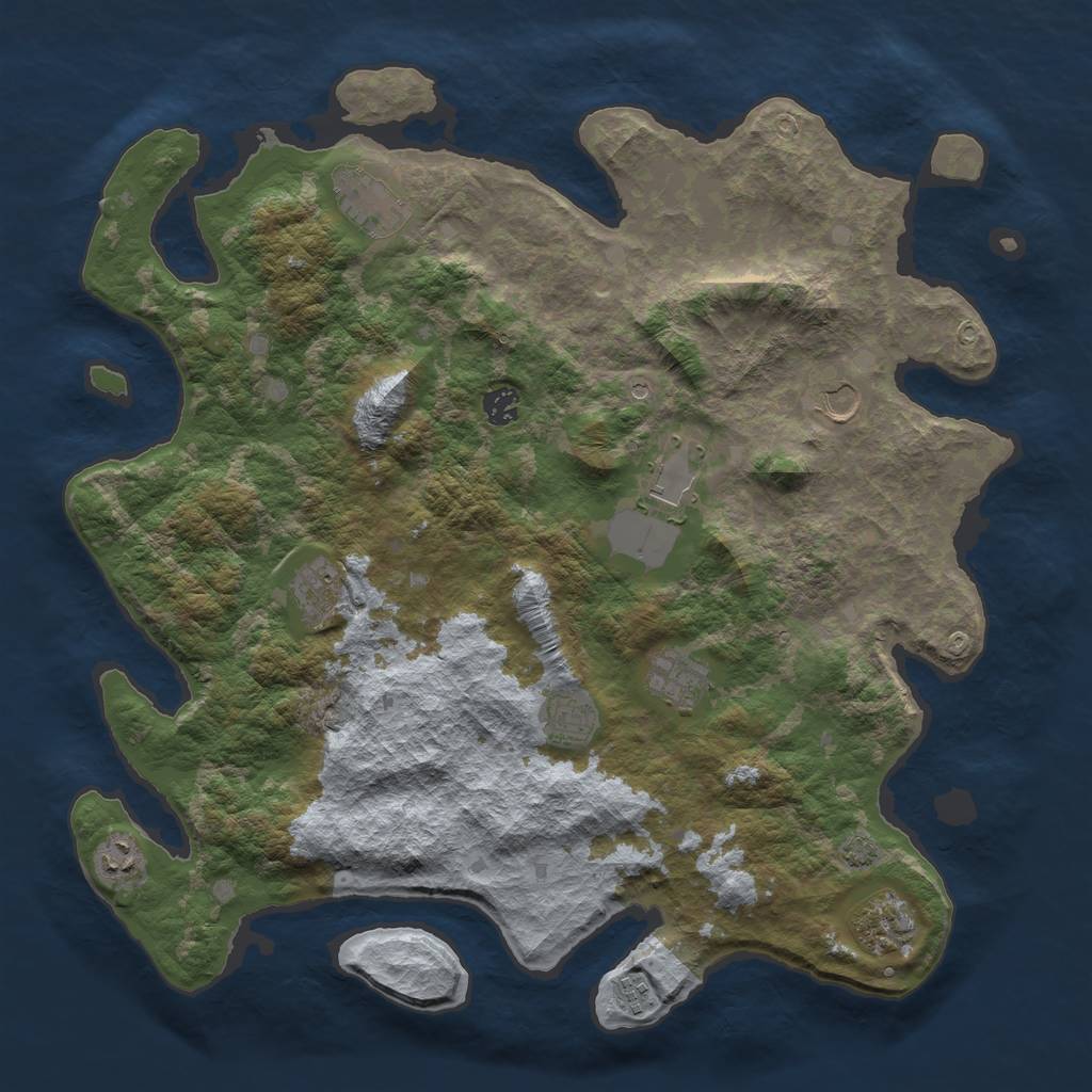 Rust Map: Barren, Size: 4300, Seed: 1733013, 14 Monuments