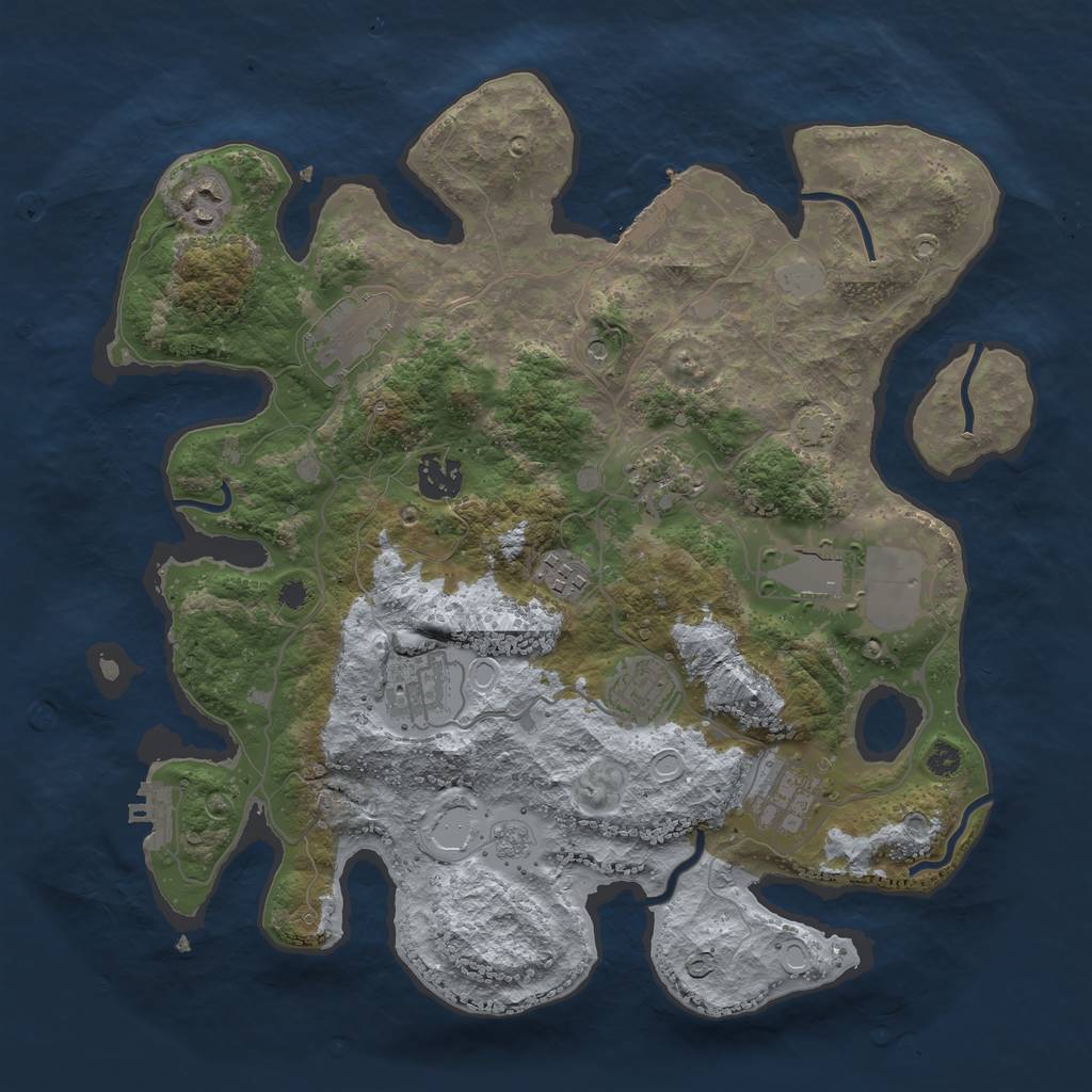 Rust Map: Procedural Map, Size: 3500, Seed: 501313304, 17 Monuments