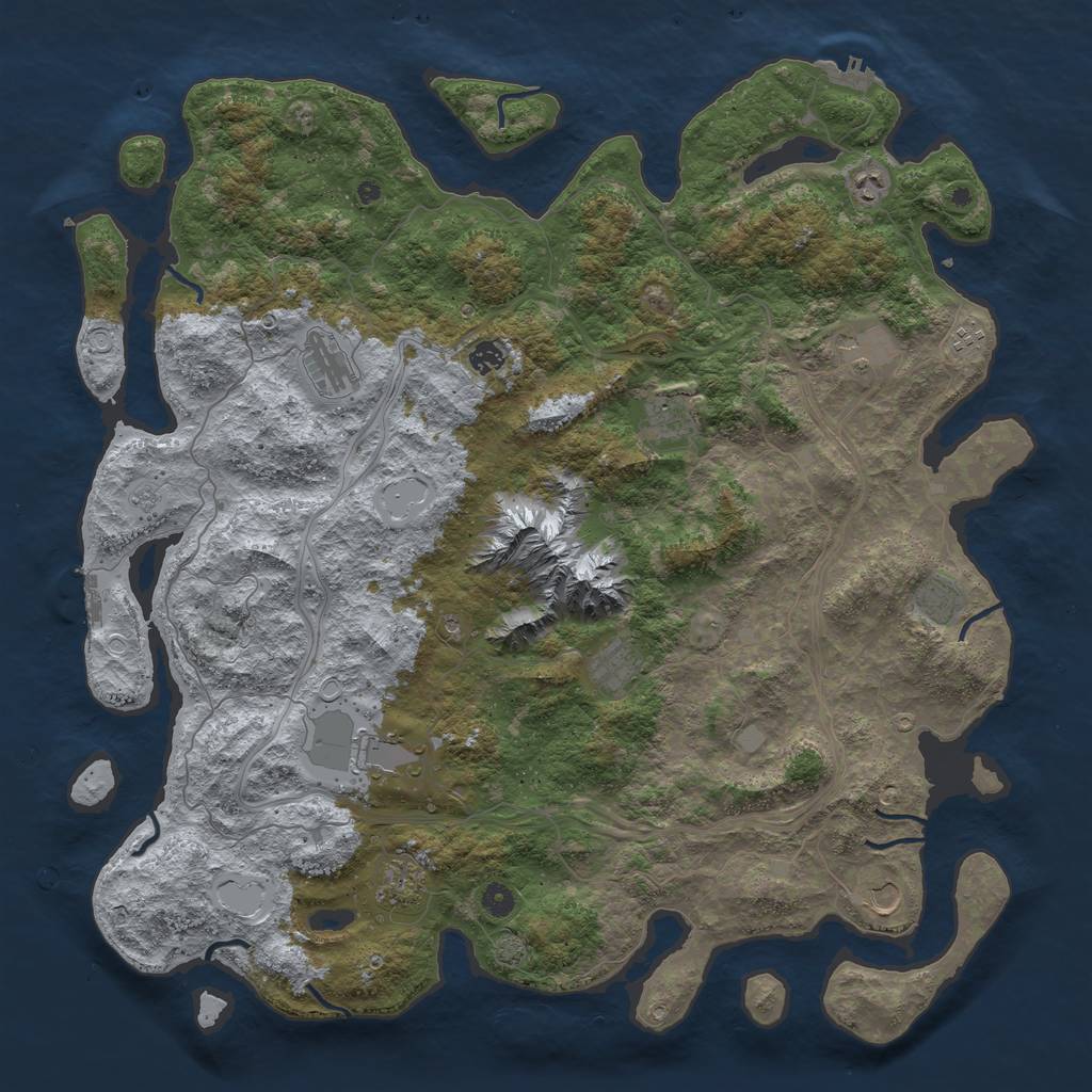 Rust Map: Procedural Map, Size: 5000, Seed: 32224, 19 Monuments