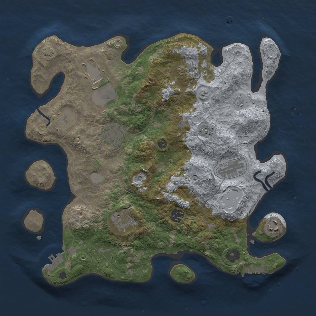 Rust Map: Procedural Map, Size: 3500, Seed: 871113883, 17 Monuments