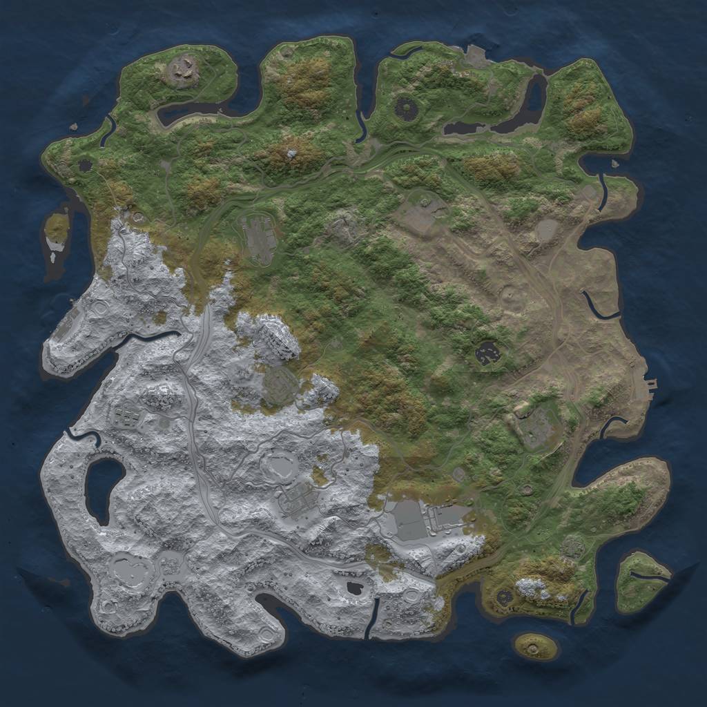 Rust Map: Procedural Map, Size: 4500, Seed: 184192764, 17 Monuments