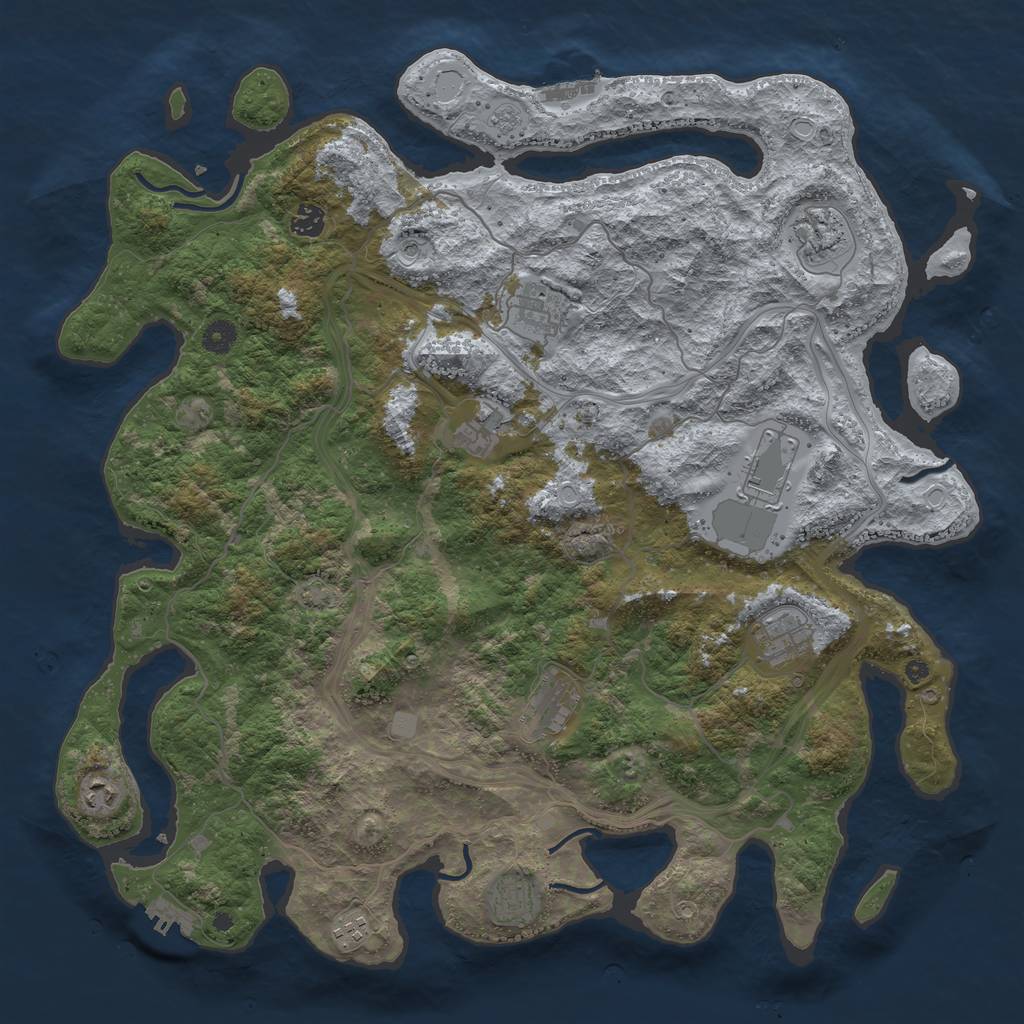 Rust Map: Procedural Map, Size: 4500, Seed: 40102515, 18 Monuments