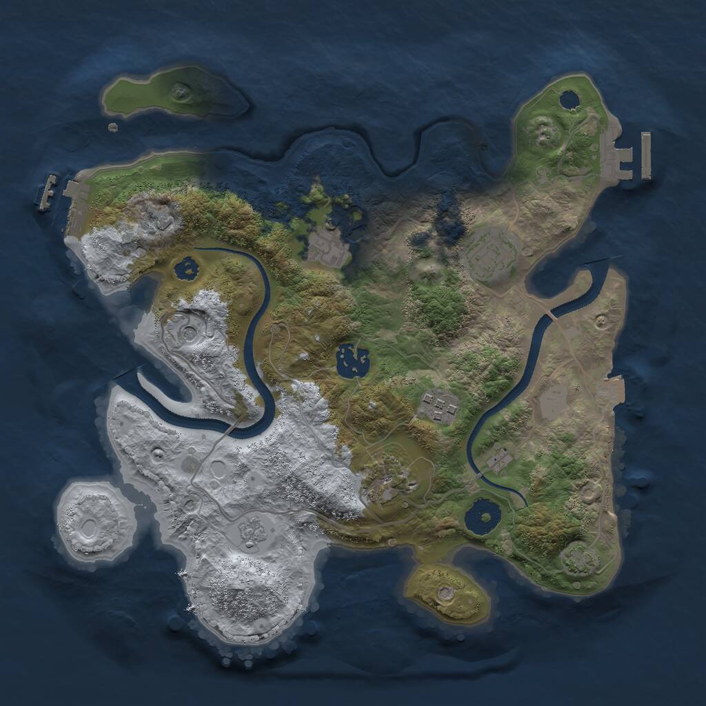 Rust Map: Procedural Map, Size: 3000, Seed: 2028993315, 11 Monuments