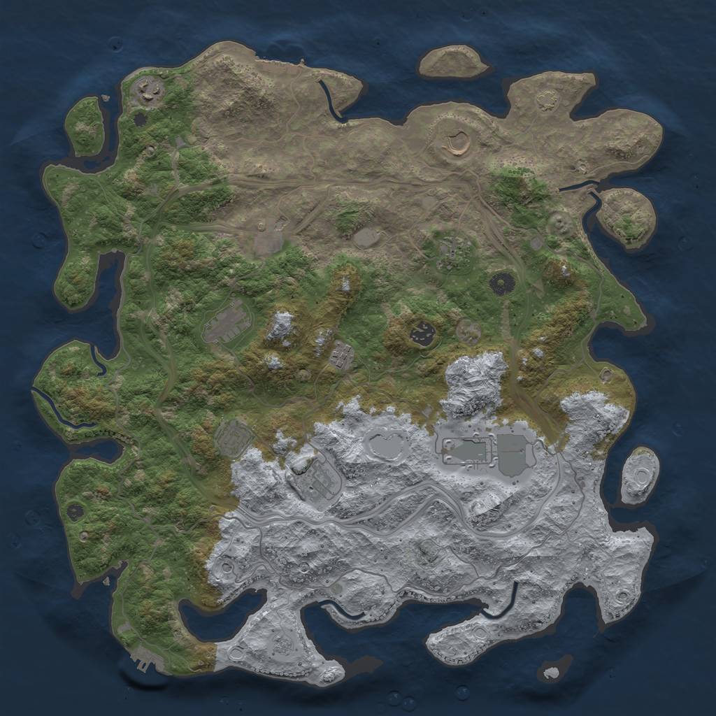 Rust Map: Procedural Map, Size: 4500, Seed: 46666667, 18 Monuments