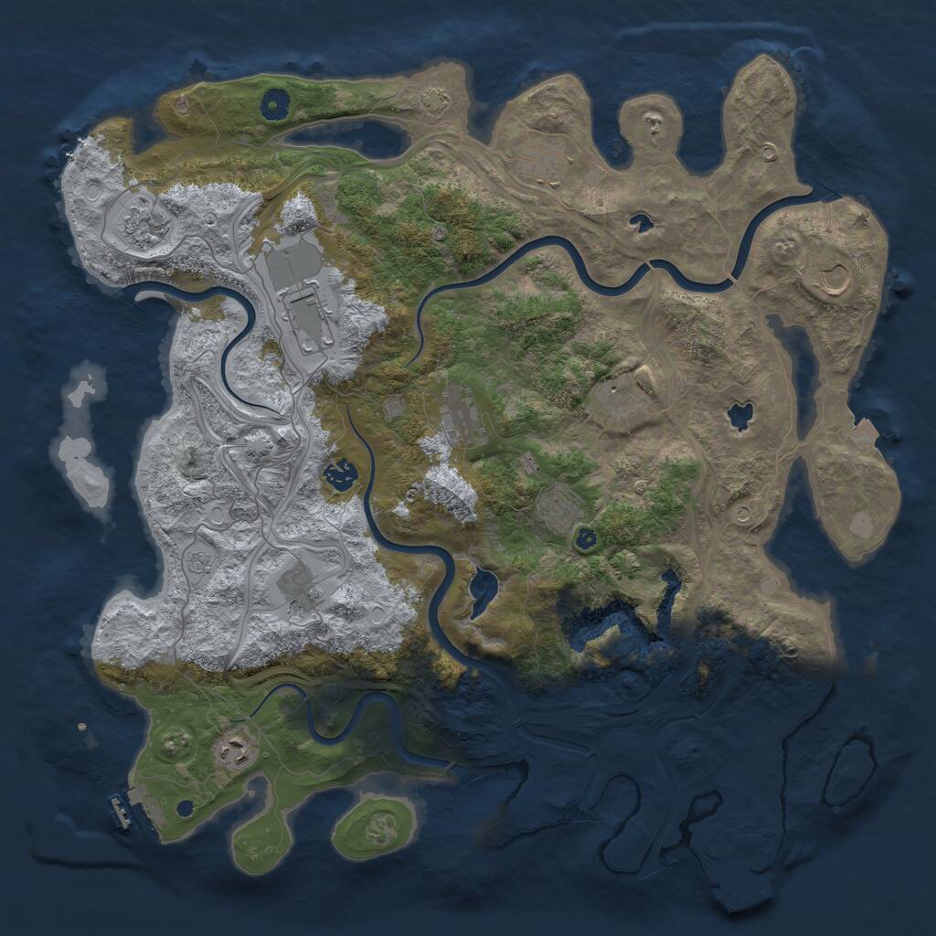 Rust Map: Procedural Map, Size: 4500, Seed: 1161788359, 16 Monuments