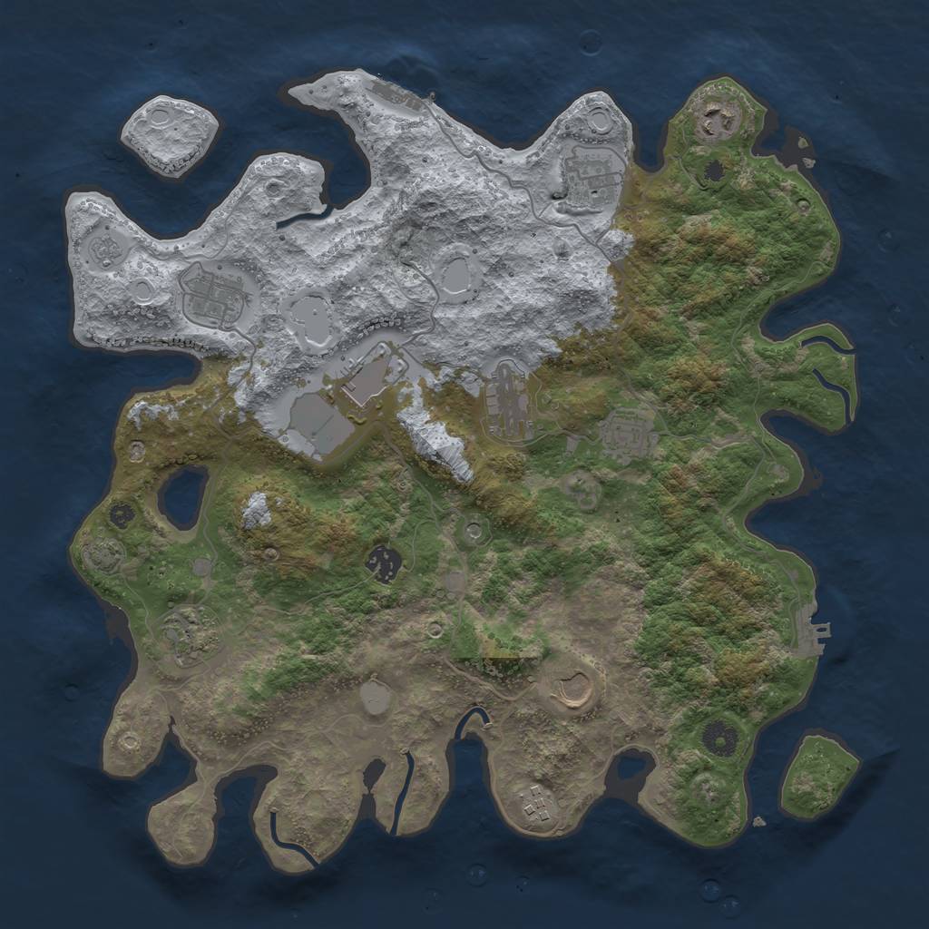 Rust Map: Procedural Map, Size: 3900, Seed: 66582912, 18 Monuments